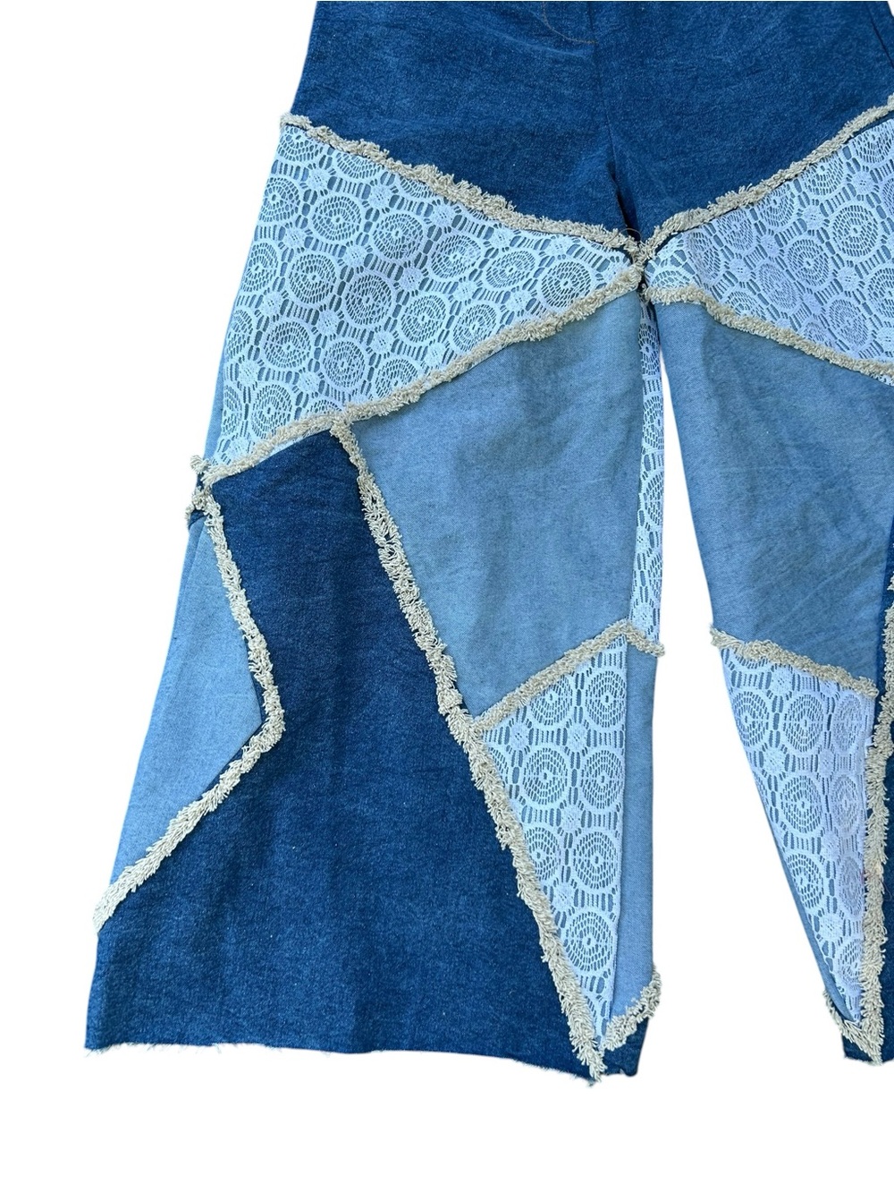 Wide Leg Hippie Patchwork Jeans Earthbound Trading Co NWT XL Boho Denim - Picture 2 of 7
